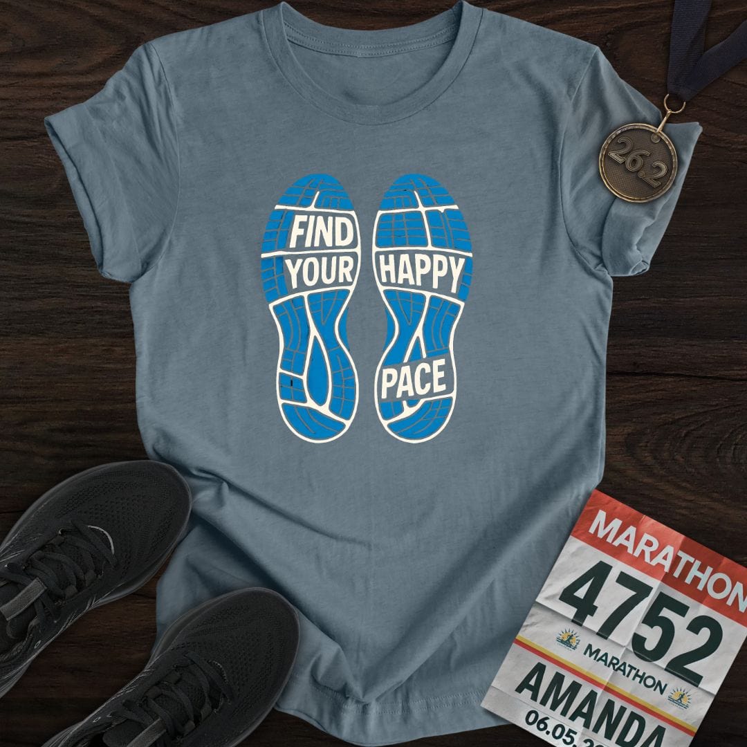 Printify T-Shirt Heather Indigo / S Find Your Happy Pace -2- T-Shirt