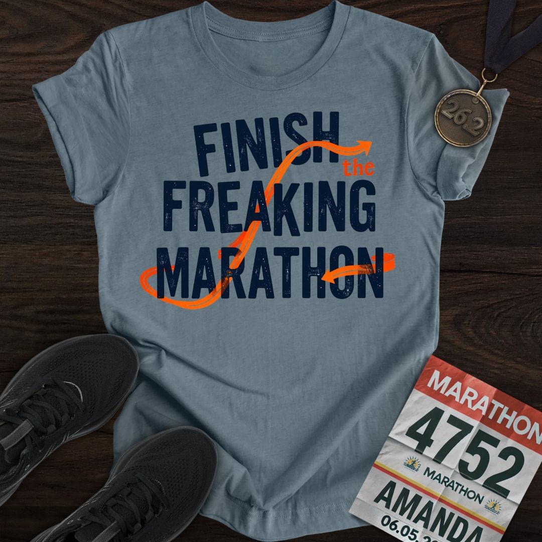 Printify T-Shirt Heather Indigo / S Finish The Freaking Marathon T-shirt