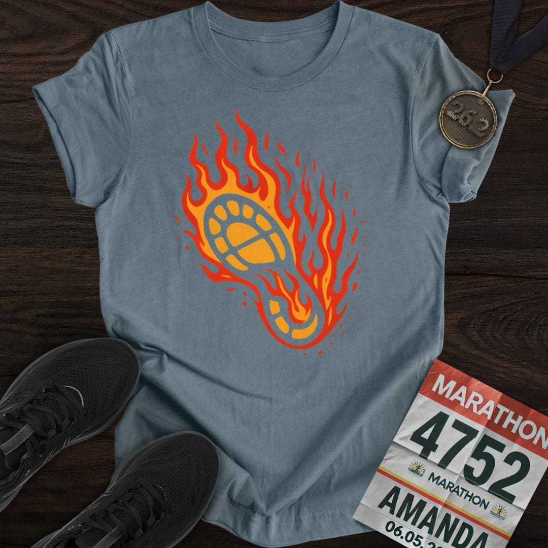 Printify T-Shirt Heather Indigo / S Fire Running Shoes T-Shirt