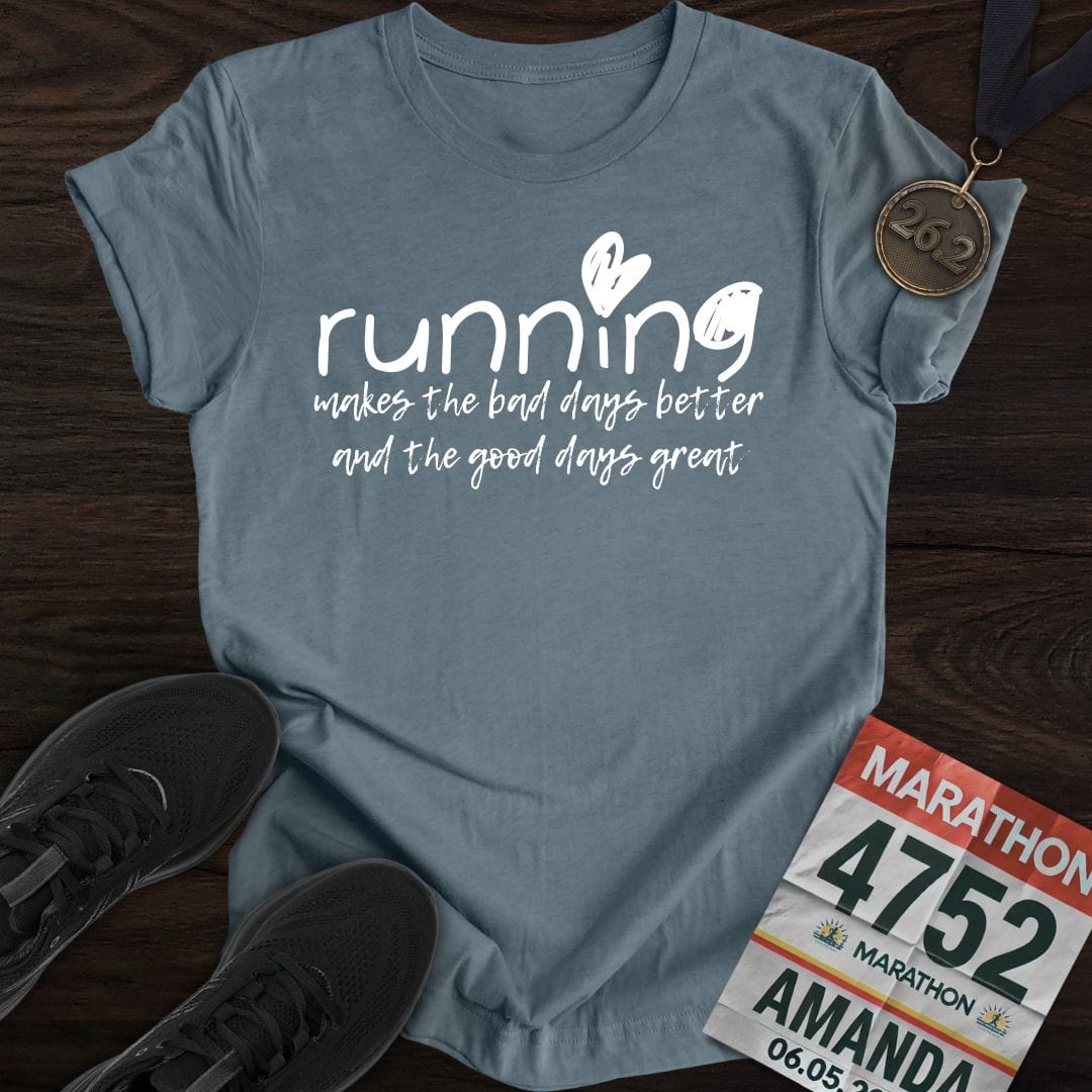 Printify T-Shirt Heather Indigo / S Good Days Running T-shirt