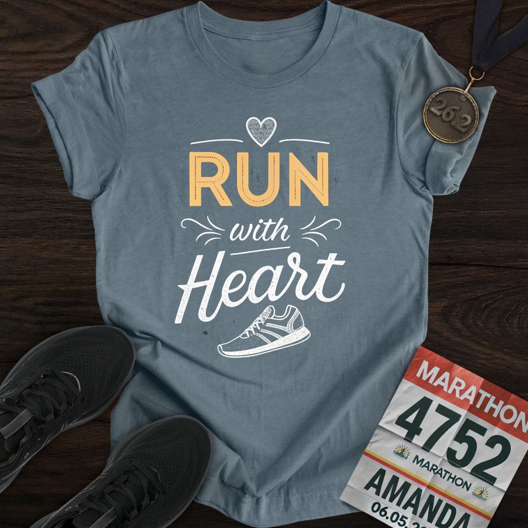Printify T-Shirt Heather Indigo / S Heart Run T-shirt