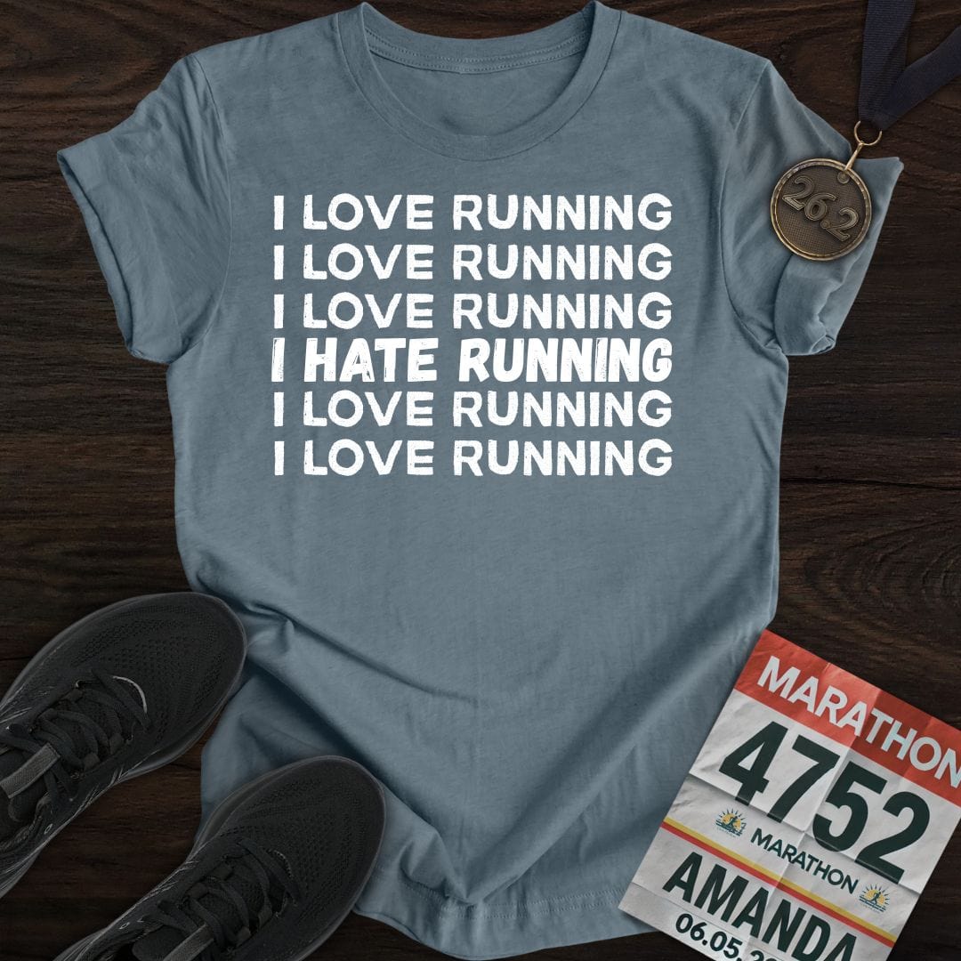 Printify T-Shirt Heather Indigo / S I Love Running T-Shirt