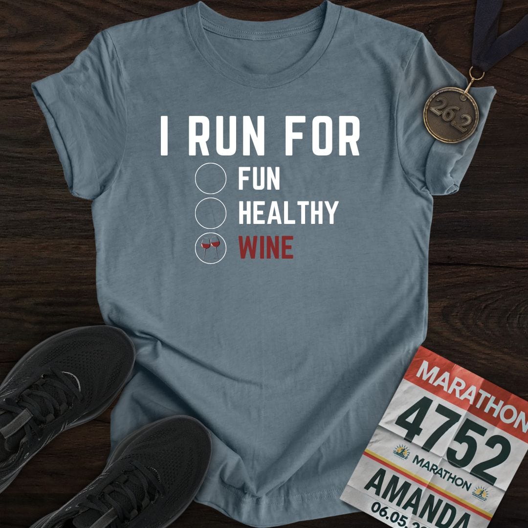 Printify T-Shirt Heather Indigo / S I Run for Wine T-Shirt
