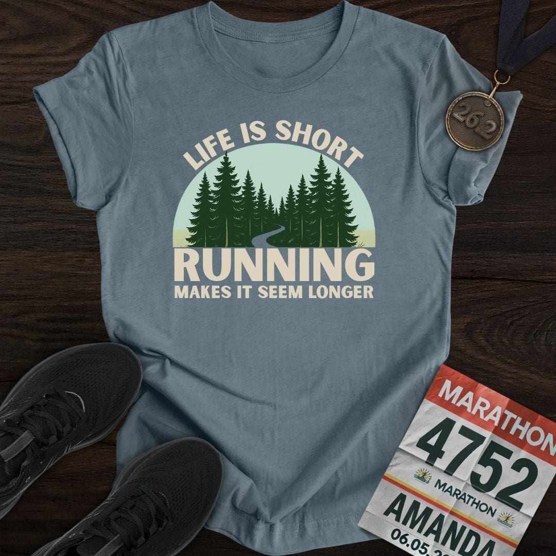 Printify T-Shirt Heather Indigo / S Life Is Short Go Run T-Shirt