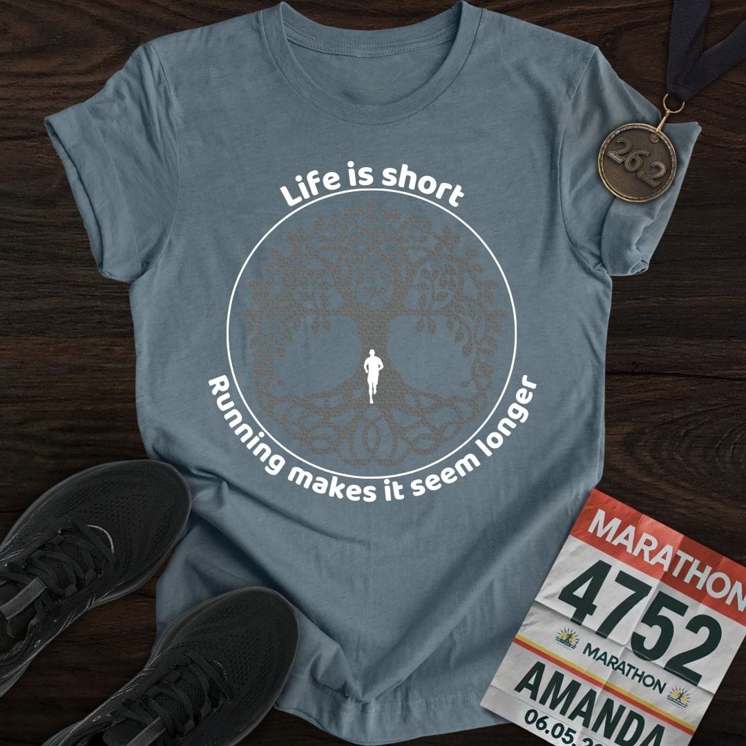 Printify T-Shirt Heather Indigo / S Life Is Short Go Run T-Shirt
