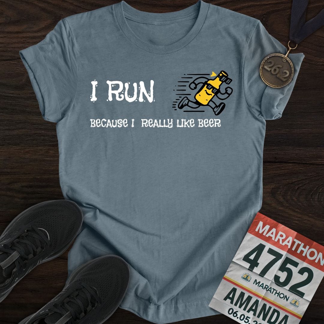 Printify T-Shirt Heather Indigo / S Like Run for Beer T-Shirt