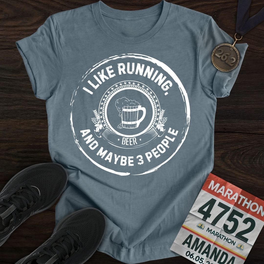 Printify T-Shirt Heather Indigo / S Like Running and Beer T-shirt