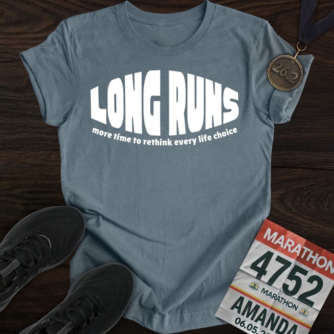 Printify T-Shirt Heather Indigo / S Long Runs T-shirt