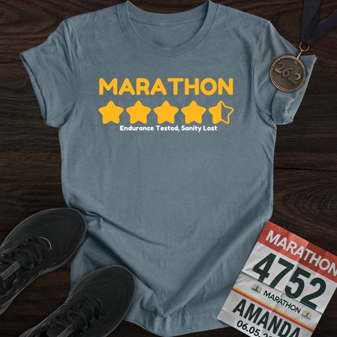 Printify T-Shirt Heather Indigo / S Marathon: Endurance Tested, Sanity Lost T-shirt