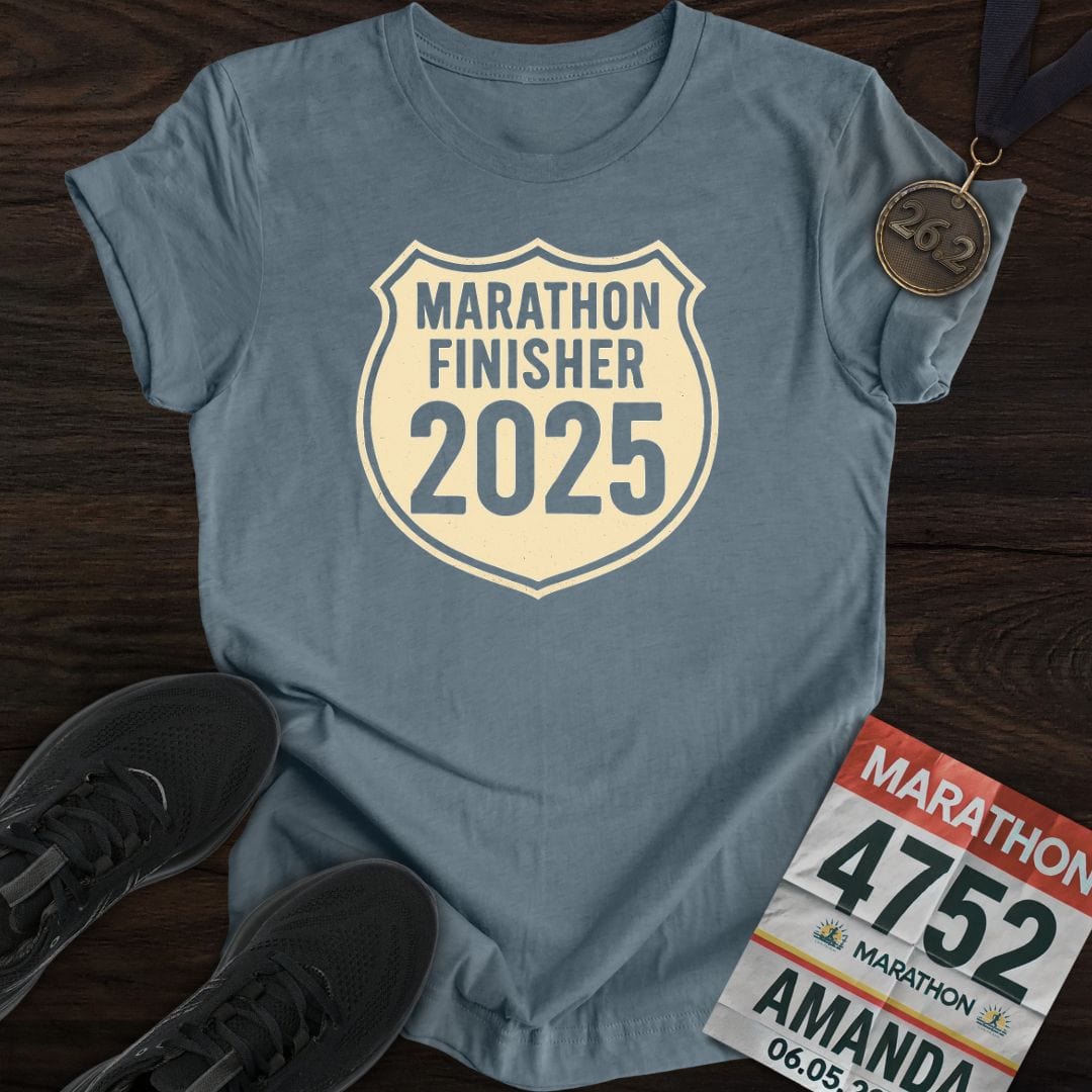 Printify T-Shirt Heather Indigo / S Marathon Finisher 2025 T-Shirt