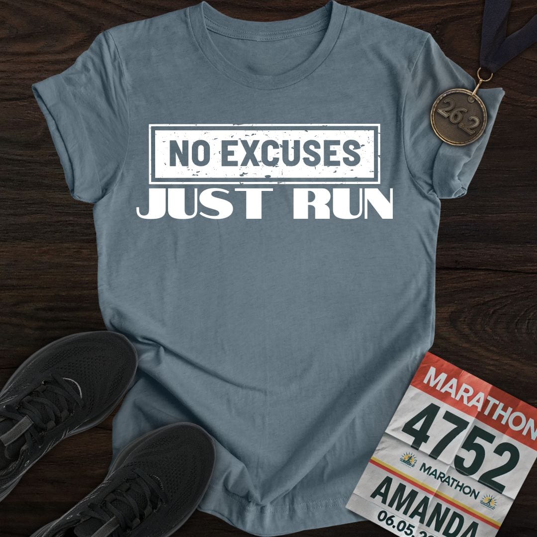 Printify T-Shirt Heather Indigo / S No Excuses Just Run T-shirt
