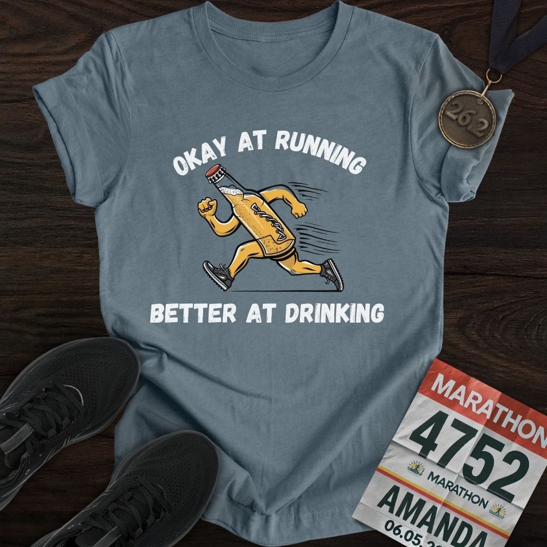 Printify T-Shirt Heather Indigo / S Okay at Running T-Shirt