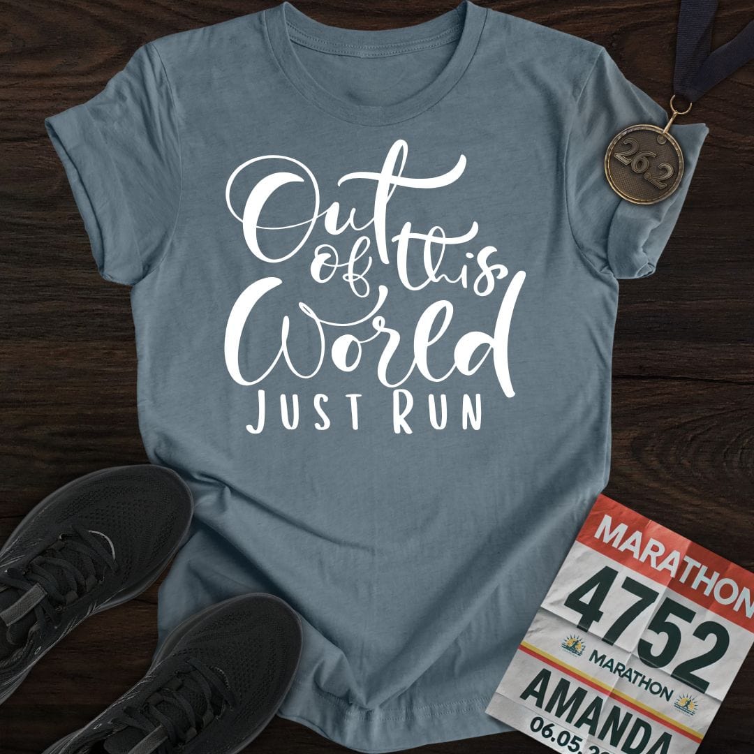 Printify T-Shirt Heather Indigo / S Out of This World, Just Run T-shirt