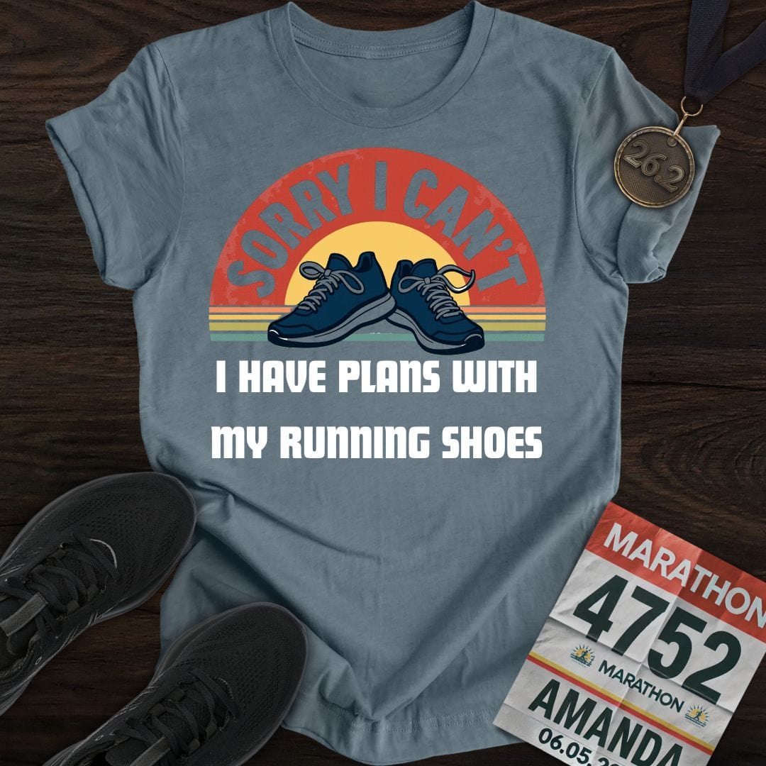 Printify T-Shirt Heather Indigo / S Plans With Running Shoes T-shirt