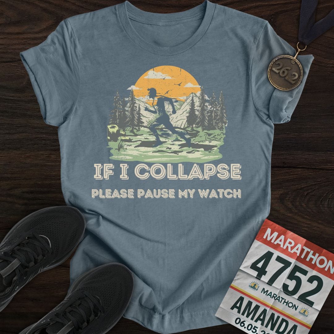 Printify T-Shirt Heather Indigo / S Please Pause My Watch