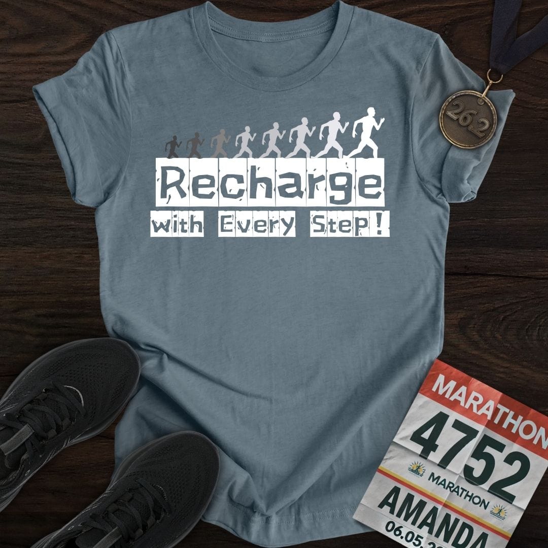 Printify T-Shirt Heather Indigo / S Recharge with Every Step!