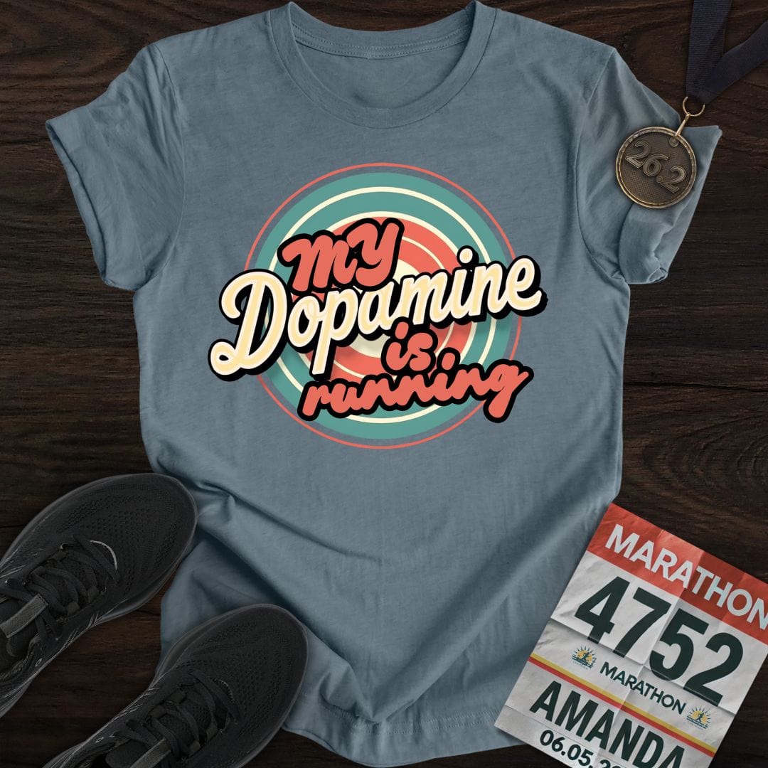 Printify T-Shirt Heather Indigo / S Run For Dopamine -3- T-shirt