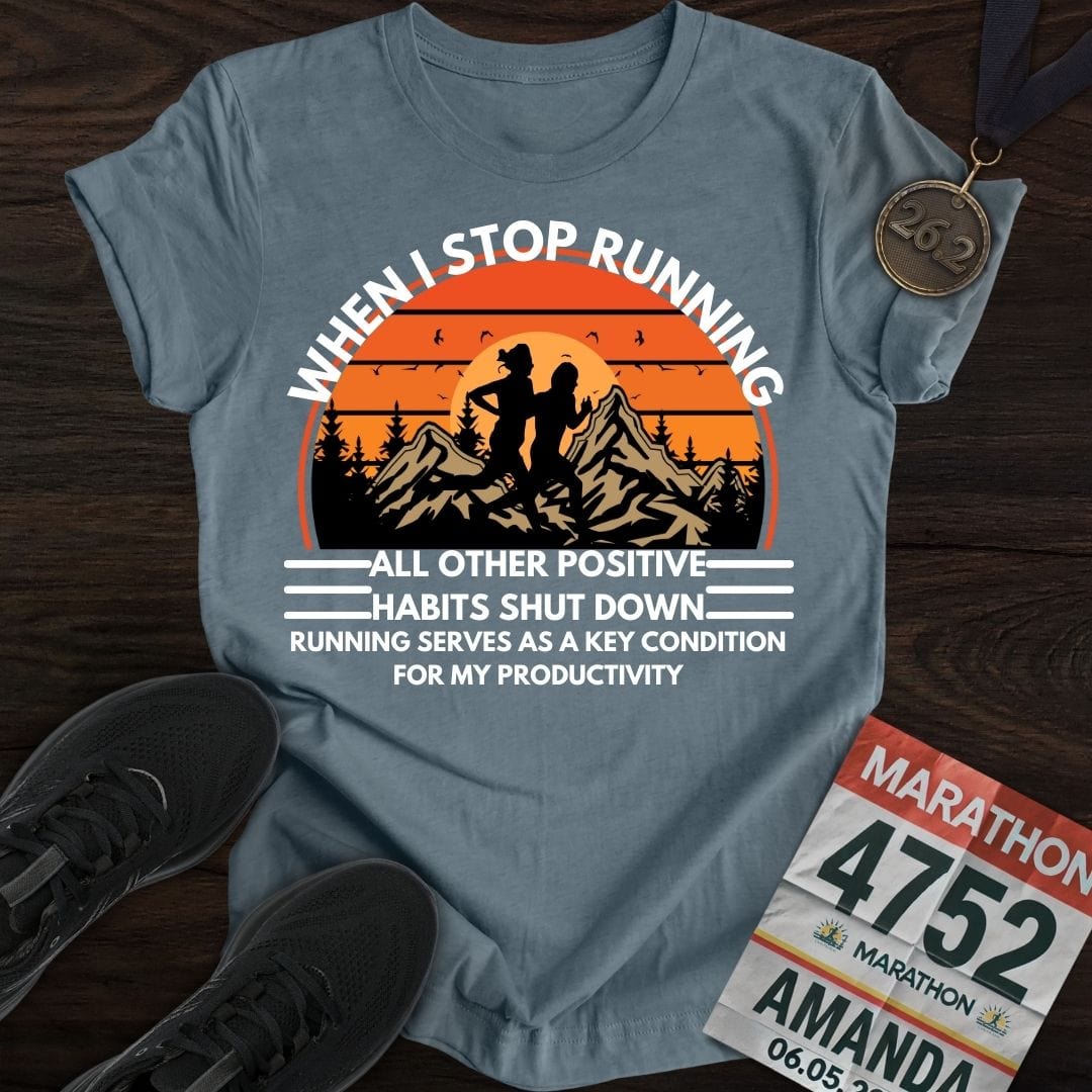 Printify T-Shirt Heather Indigo / S Run For Positive Habits T-shirt