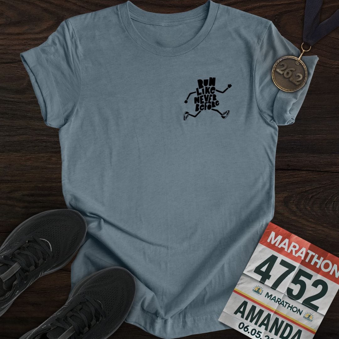 Printify T-Shirt Heather Indigo / S Run Like Never Before T-Shirt