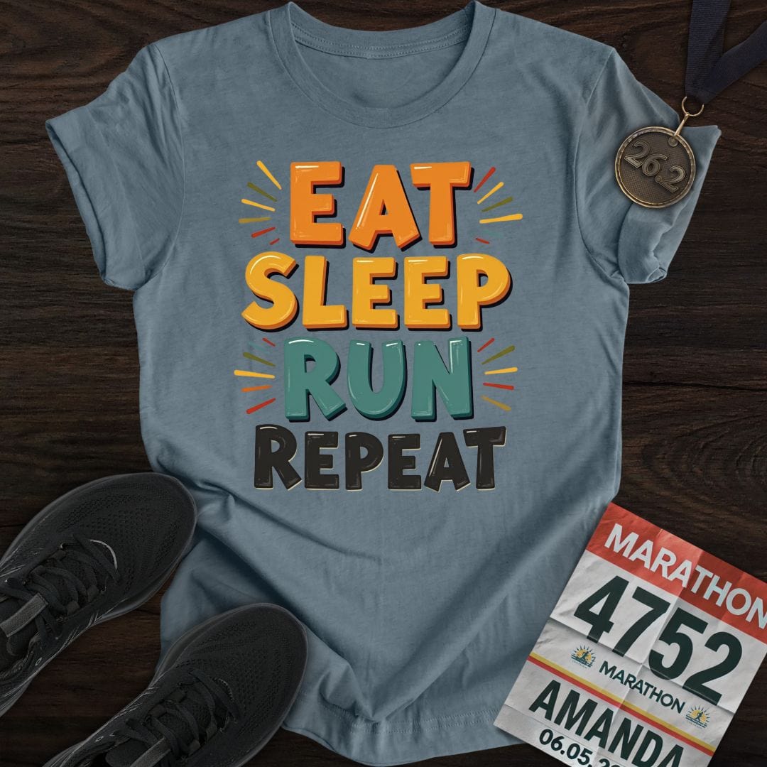 Printify T-Shirt Heather Indigo / S Run Repeat Run T-shirt