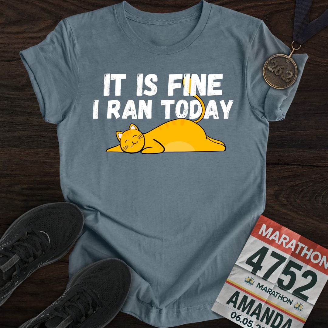 Printify T-Shirt Heather Indigo / S Run Today - Like A Cat T-shirt