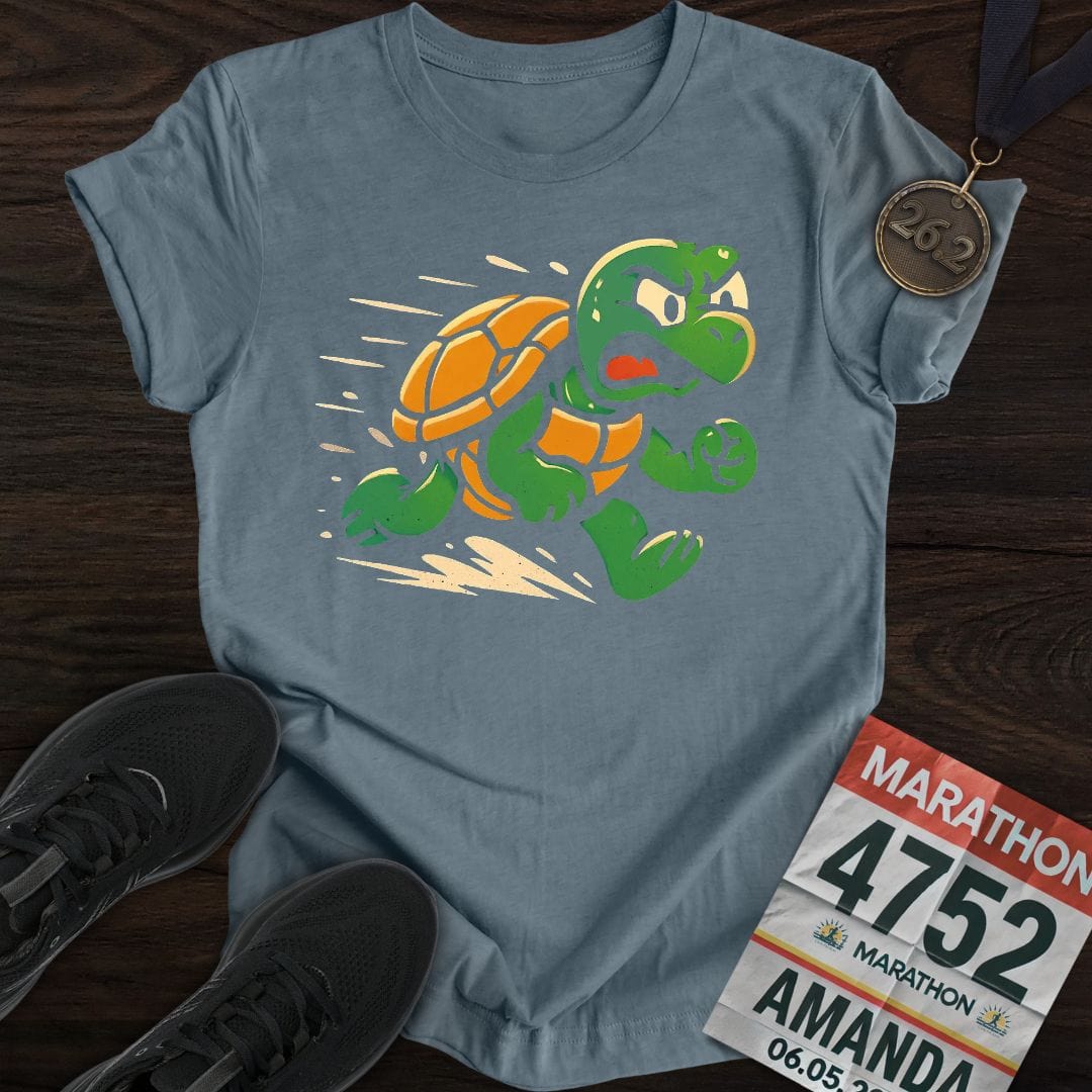 Printify T-Shirt Heather Indigo / S Runner Turtle T-Shirt