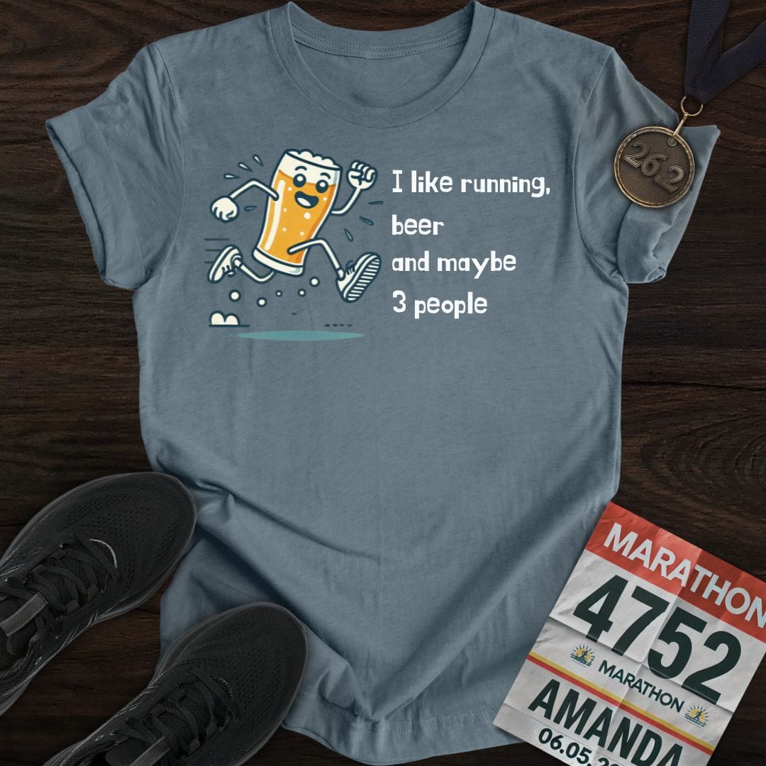 Printify T-Shirt Heather Indigo / S Running & 3 People T-Shirt