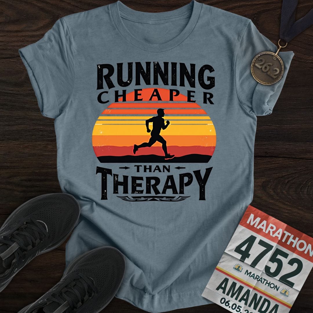 Printify T-Shirt Heather Indigo / S Running Because Cheaper T-shirt