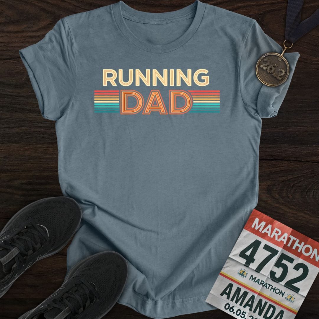 Printify T-Shirt Heather Indigo / S Running Dad -2- T-shirt