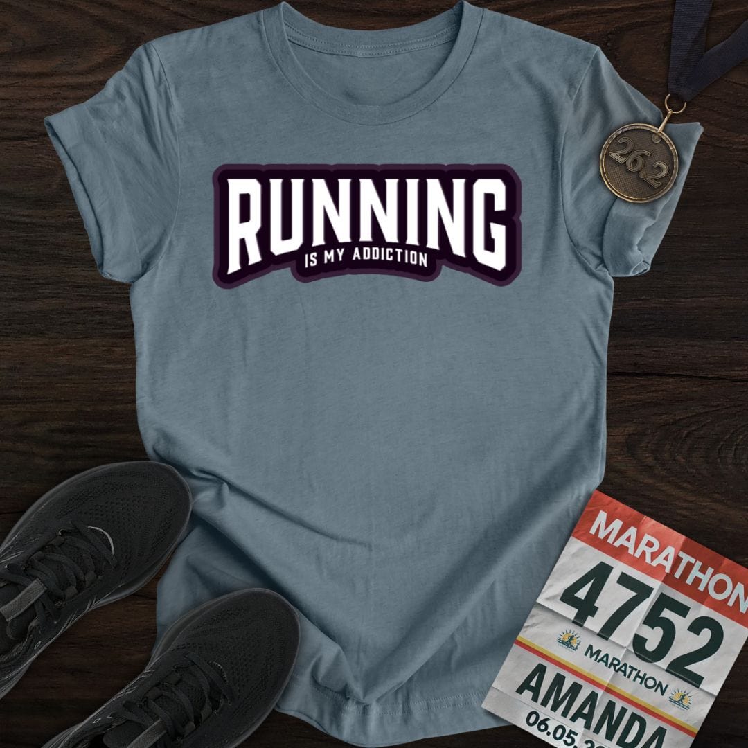 Printify T-Shirt Heather Indigo / S Running is my addiction -2- T-shirt