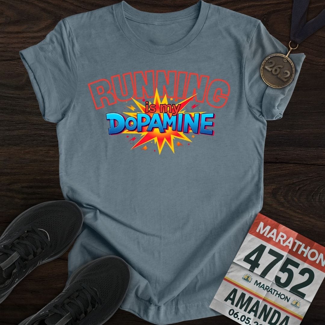 Printify T-Shirt Heather Indigo / S Running Is My Dopamine T-shirt