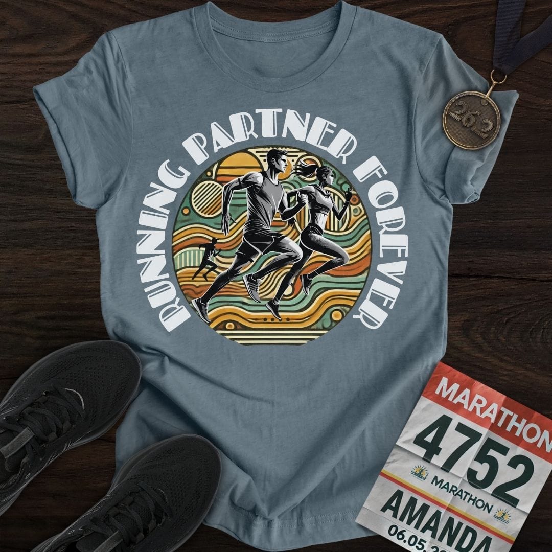 Printify T-Shirt Heather Indigo / S Running Partner Forever T-Shirt