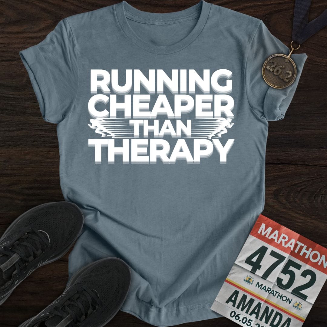 Printify T-Shirt Heather Indigo / S Running Therapy T-shirt