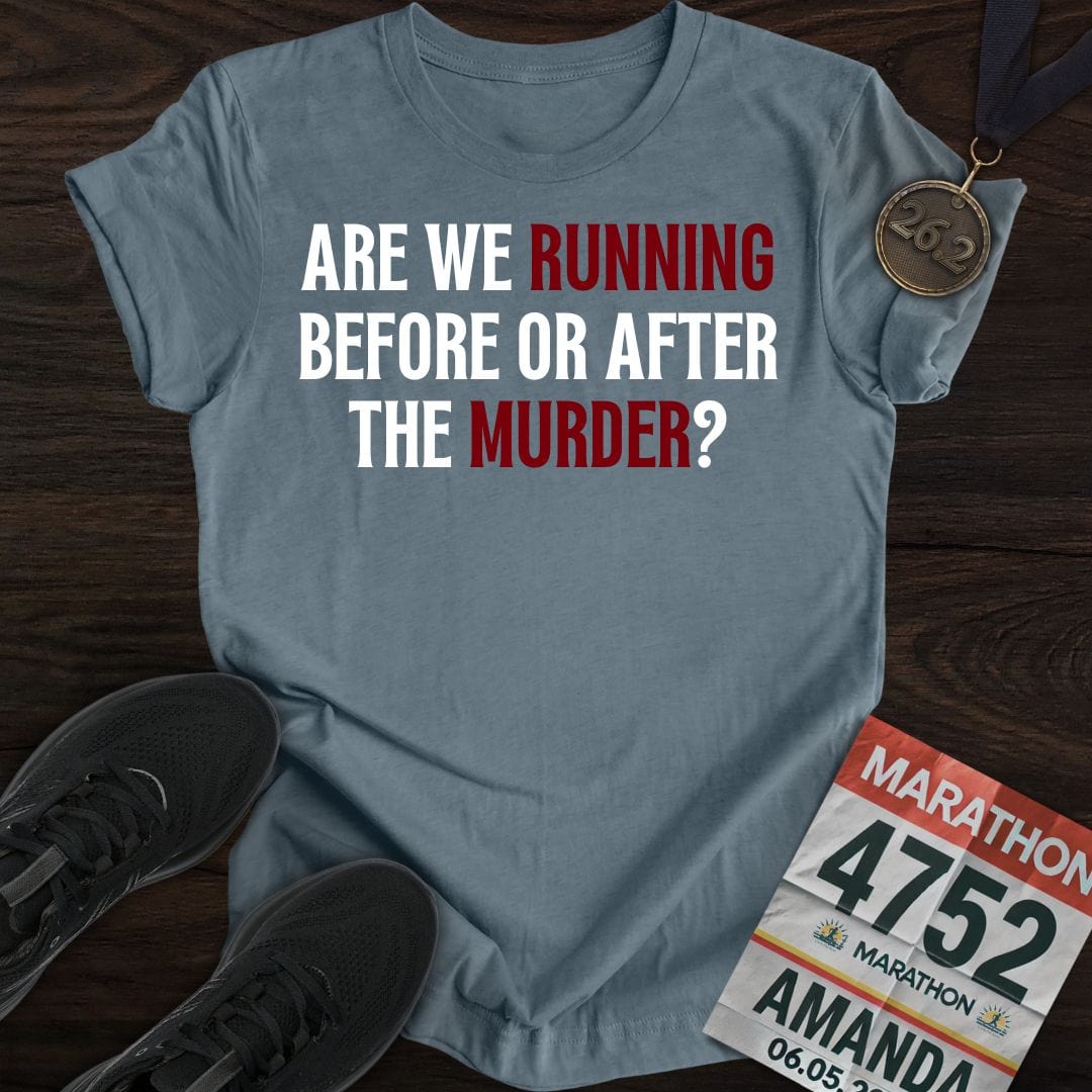 Printify T-Shirt Heather Indigo / S Running Through the Crime T-shirt