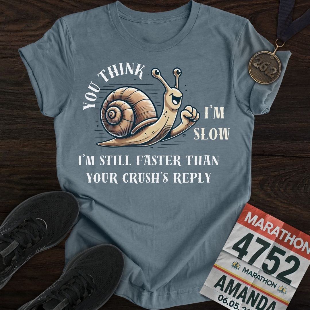 Printify T-Shirt Heather Indigo / S Slow Snail Runner T-Shirt