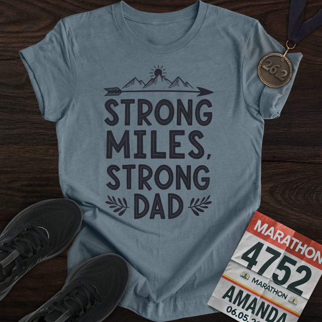 Printify T-Shirt Heather Indigo / S Strong Miles, Strong Dad T-shirt