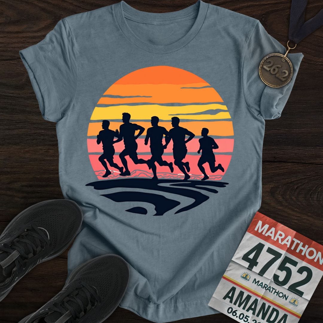 Printify T-Shirt Heather Indigo / S Sunset Strides T-shirt