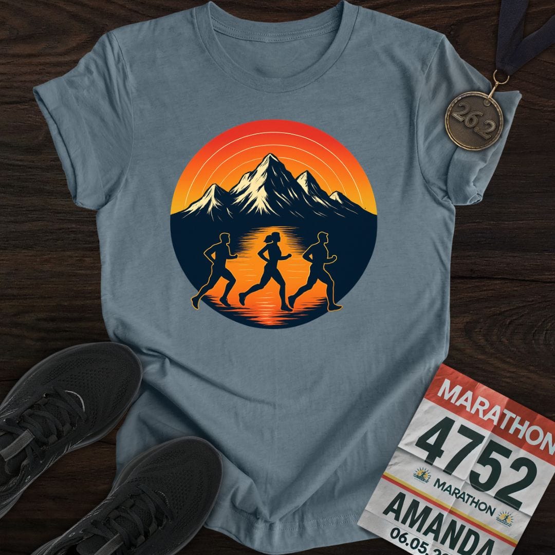 Printify T-Shirt Heather Indigo / S Sunset Strides T-Shirt