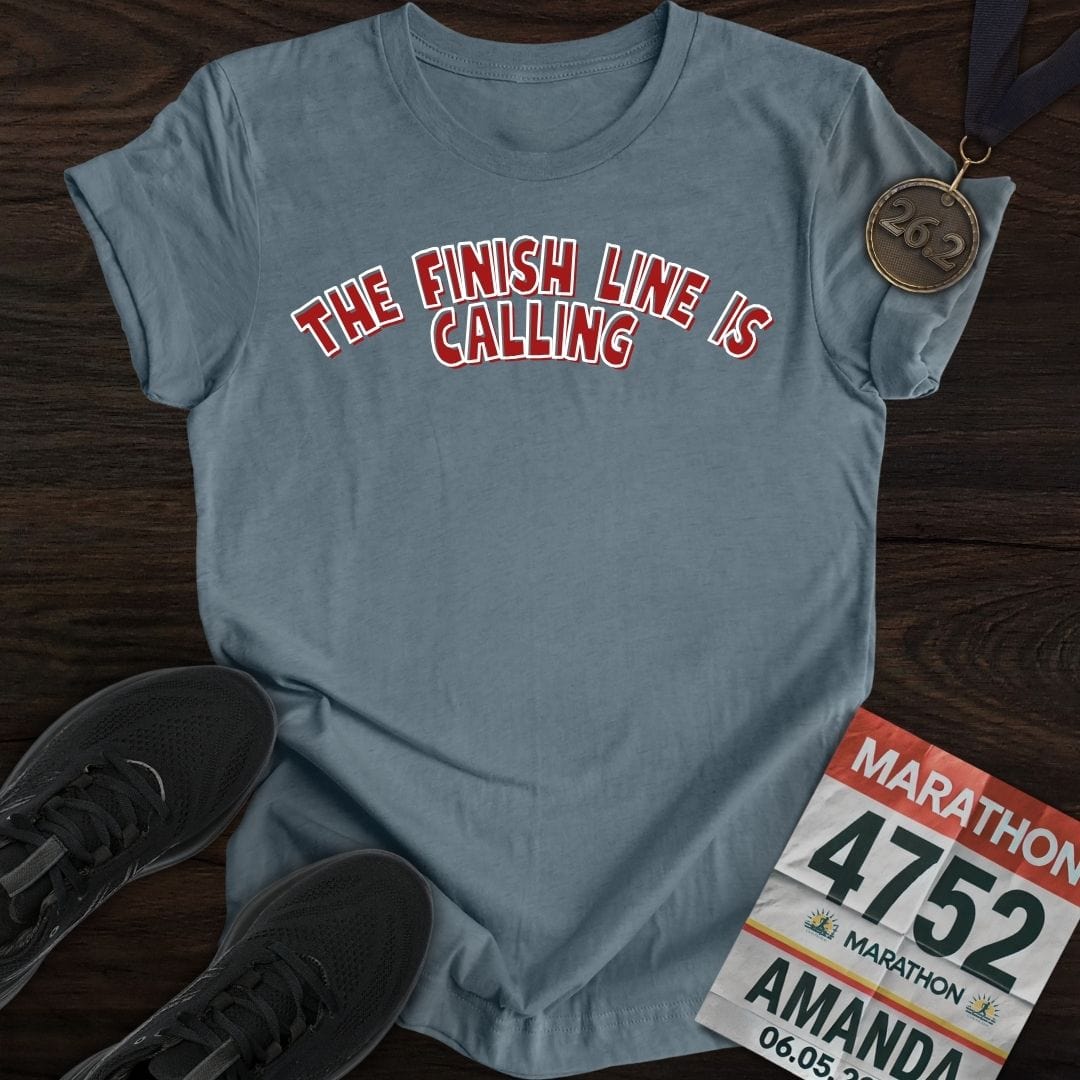 Printify T-Shirt Heather Indigo / S The Finish Line Is Calling! T-shirt
