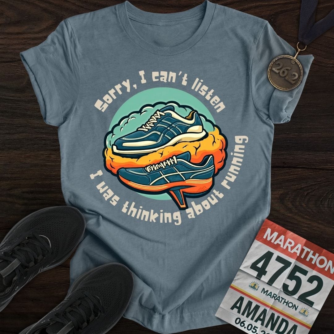 Printify T-Shirt Heather Indigo / S Thinking About Running T-shirt