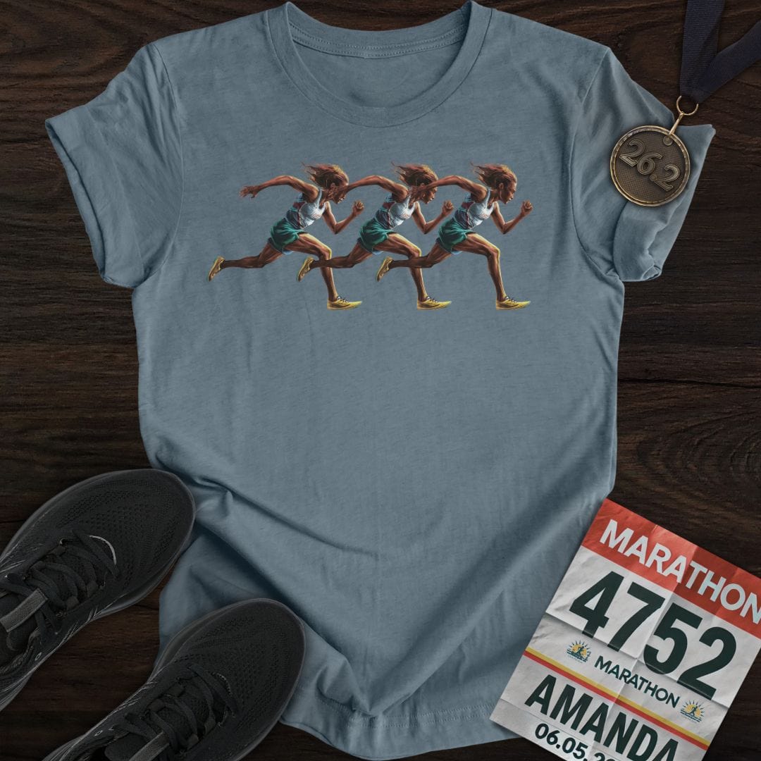 Printify T-Shirt Heather Indigo / S Three Runners T-Shirt