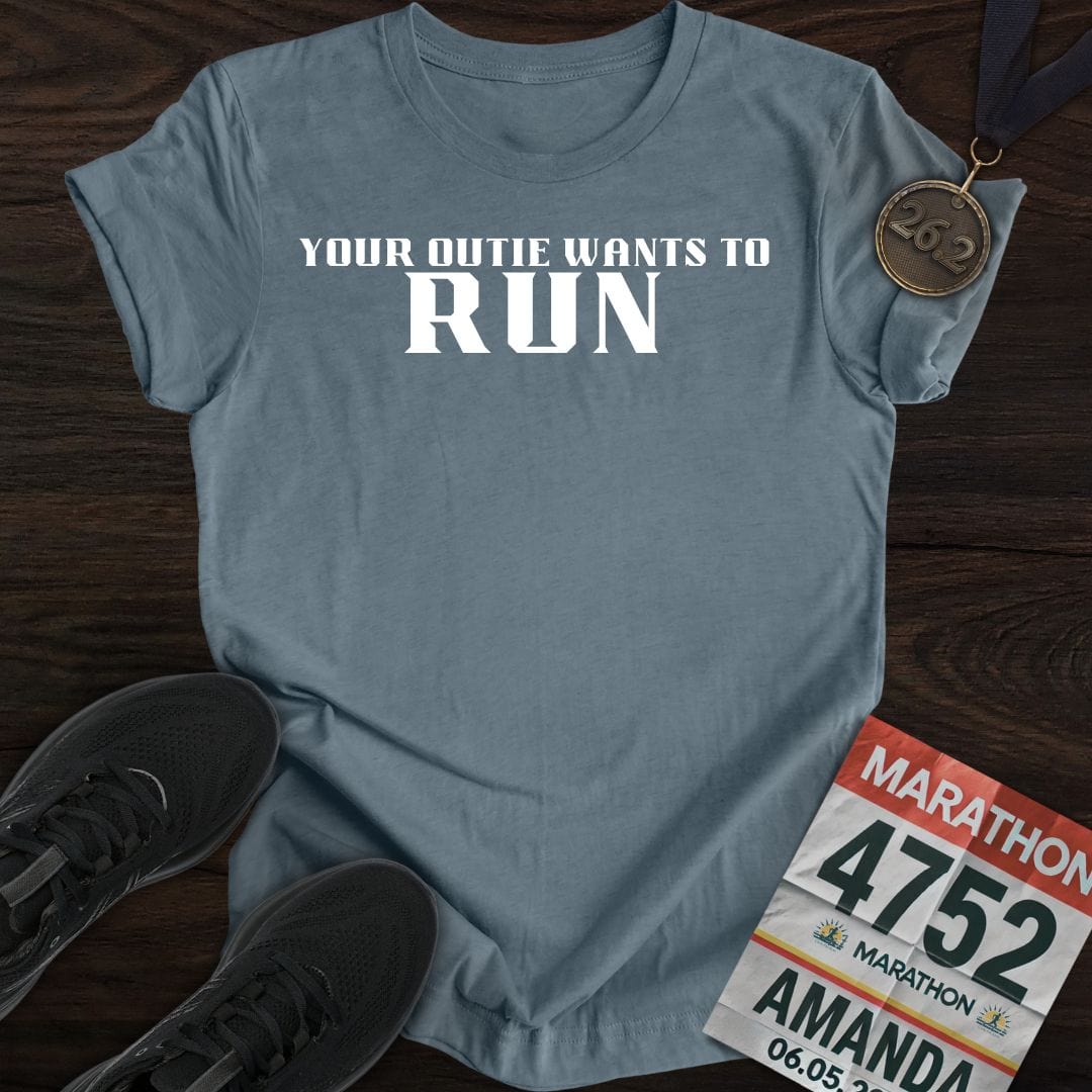 Printify T-Shirt Heather Indigo / S Your Outie Wants to Run T-shirt