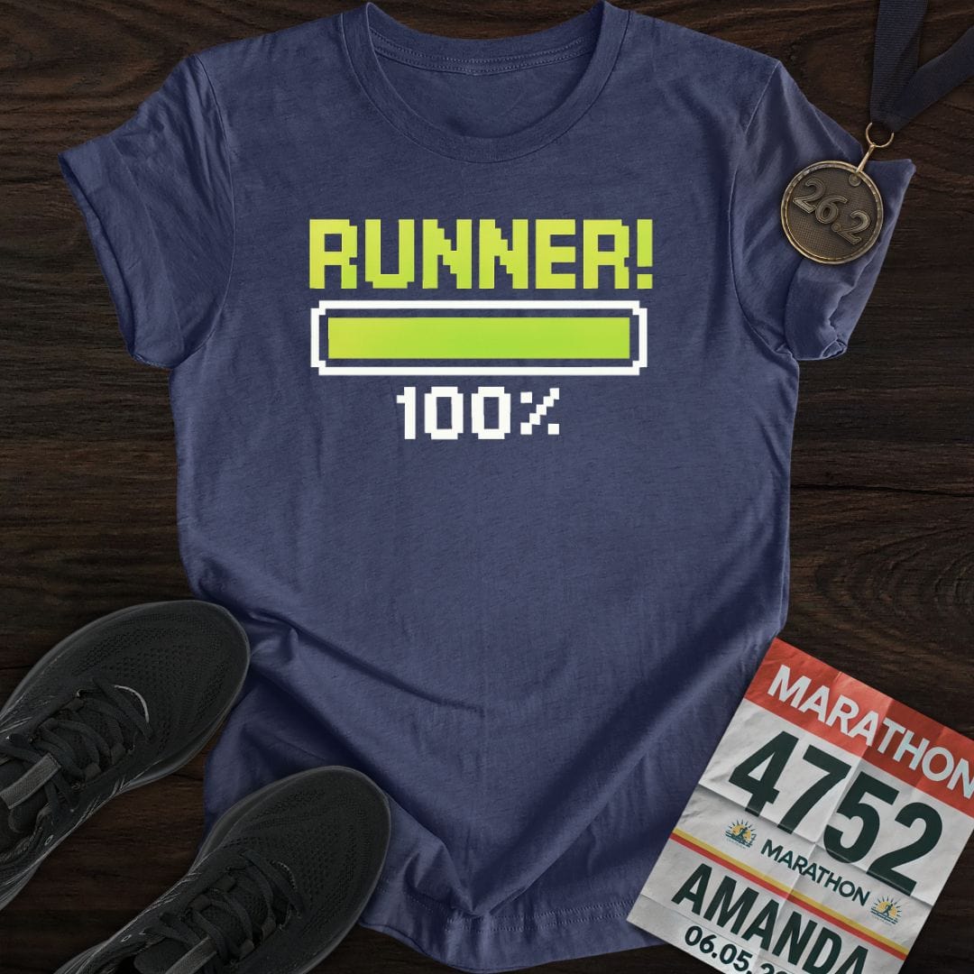 Printify T-Shirt Heather Navy / S 100% Runner -3- T-Shirt