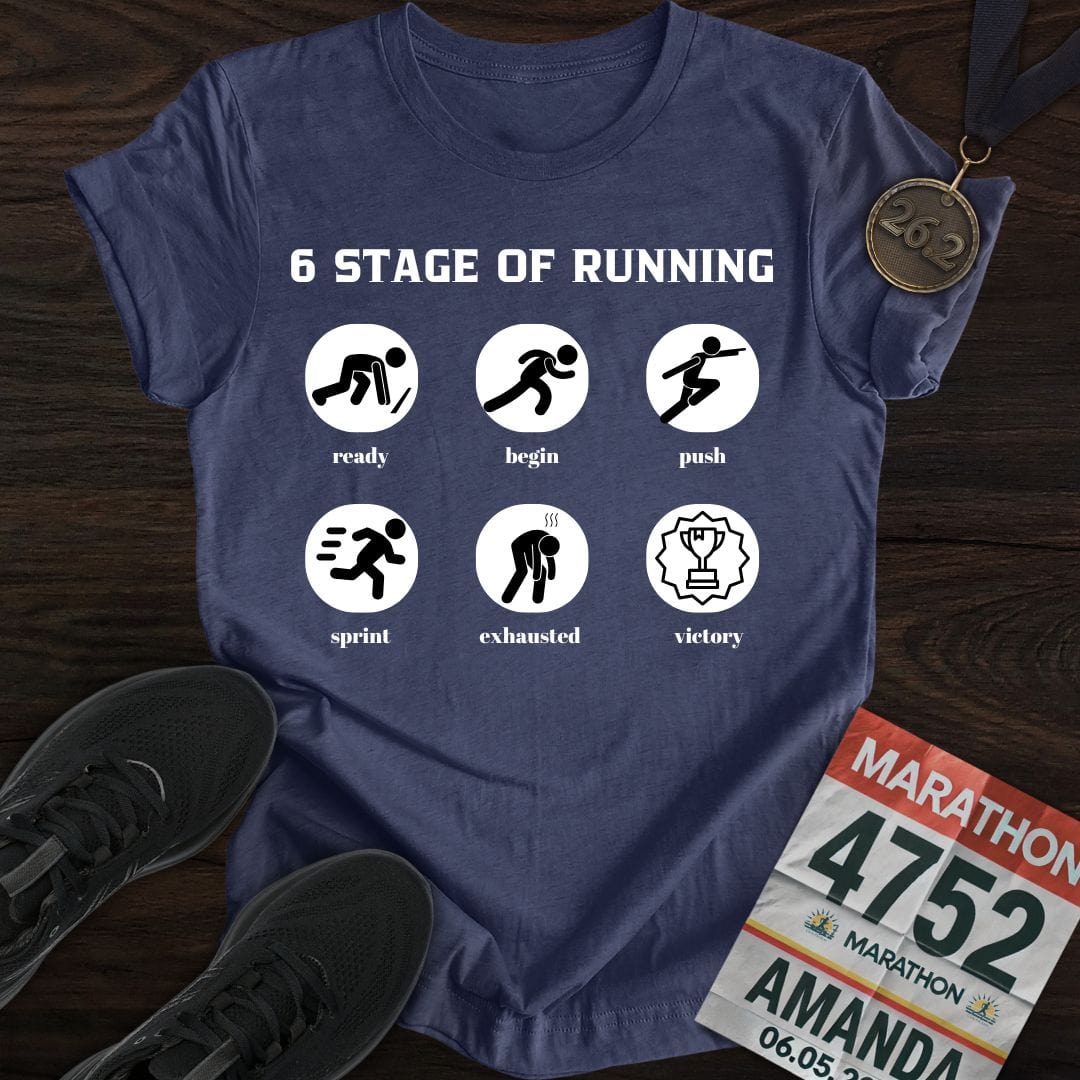 Printify T-Shirt Heather Navy / S 6 Stage of Running T-Shirt