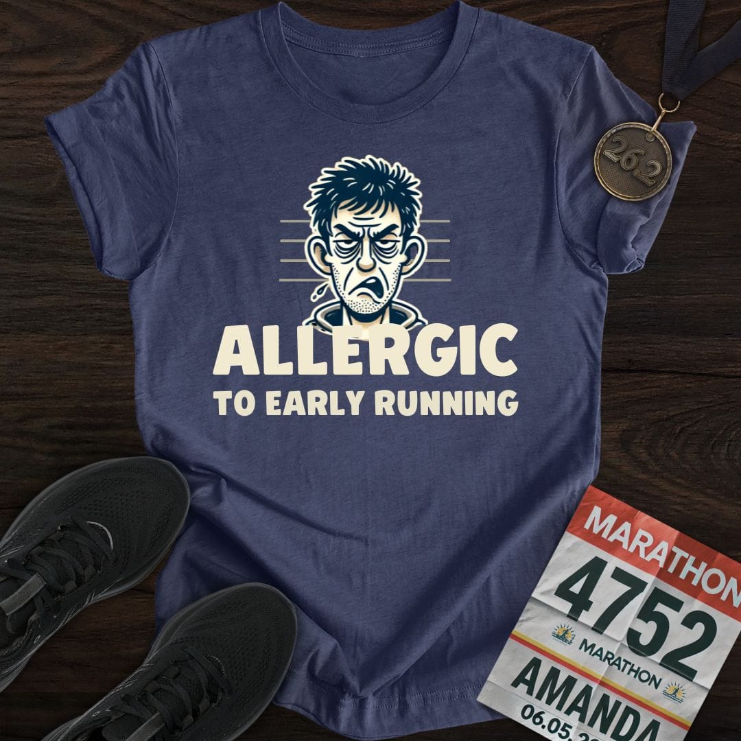 Printify T-Shirt Heather Navy / S Allergic to Running T-Shirt
