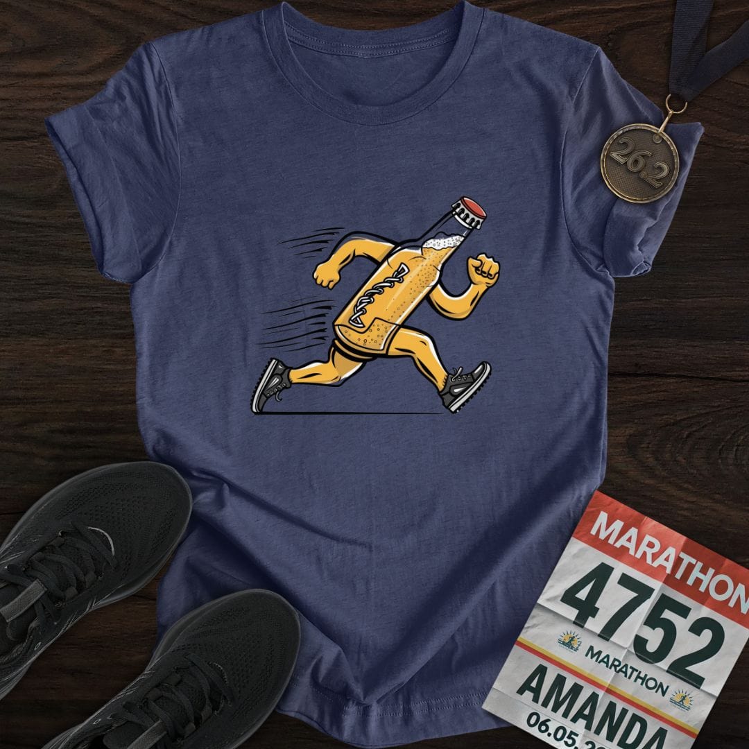 Printify T-Shirt Heather Navy / S Beer Bottle Runner T-Shirt