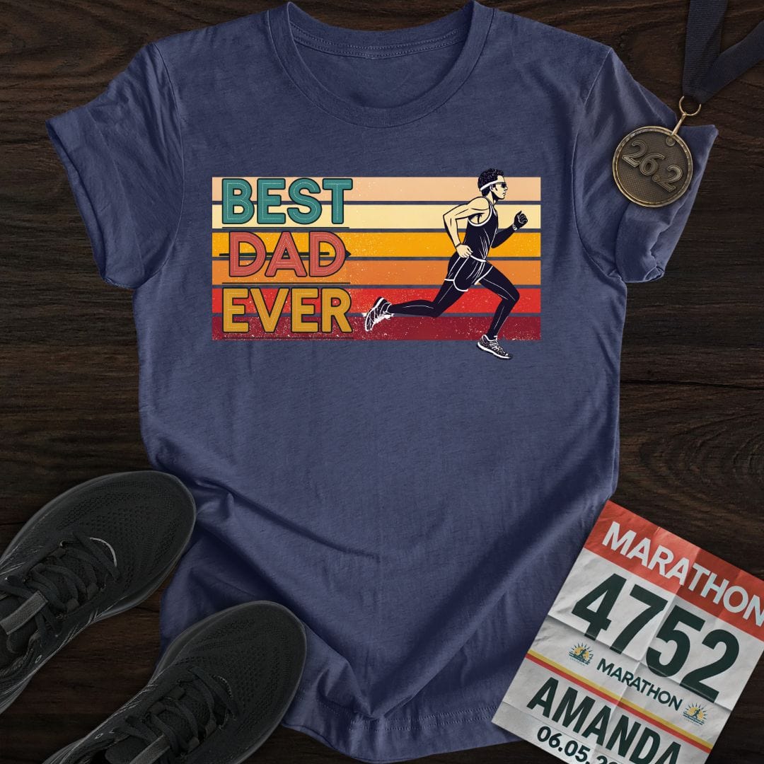Printify T-Shirt Heather Navy / S Best Runner Dad Ever T-shirt