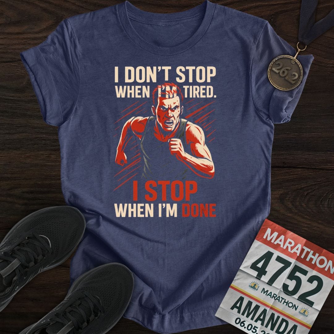 Printify T-Shirt Heather Navy / S Don't Stop Run! T-Shirt