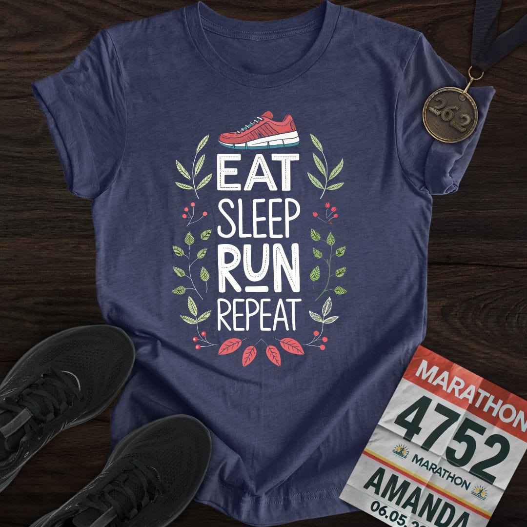 Printify T-Shirt Heather Navy / S Eat Sleep Run Repeat -2- T-shirt