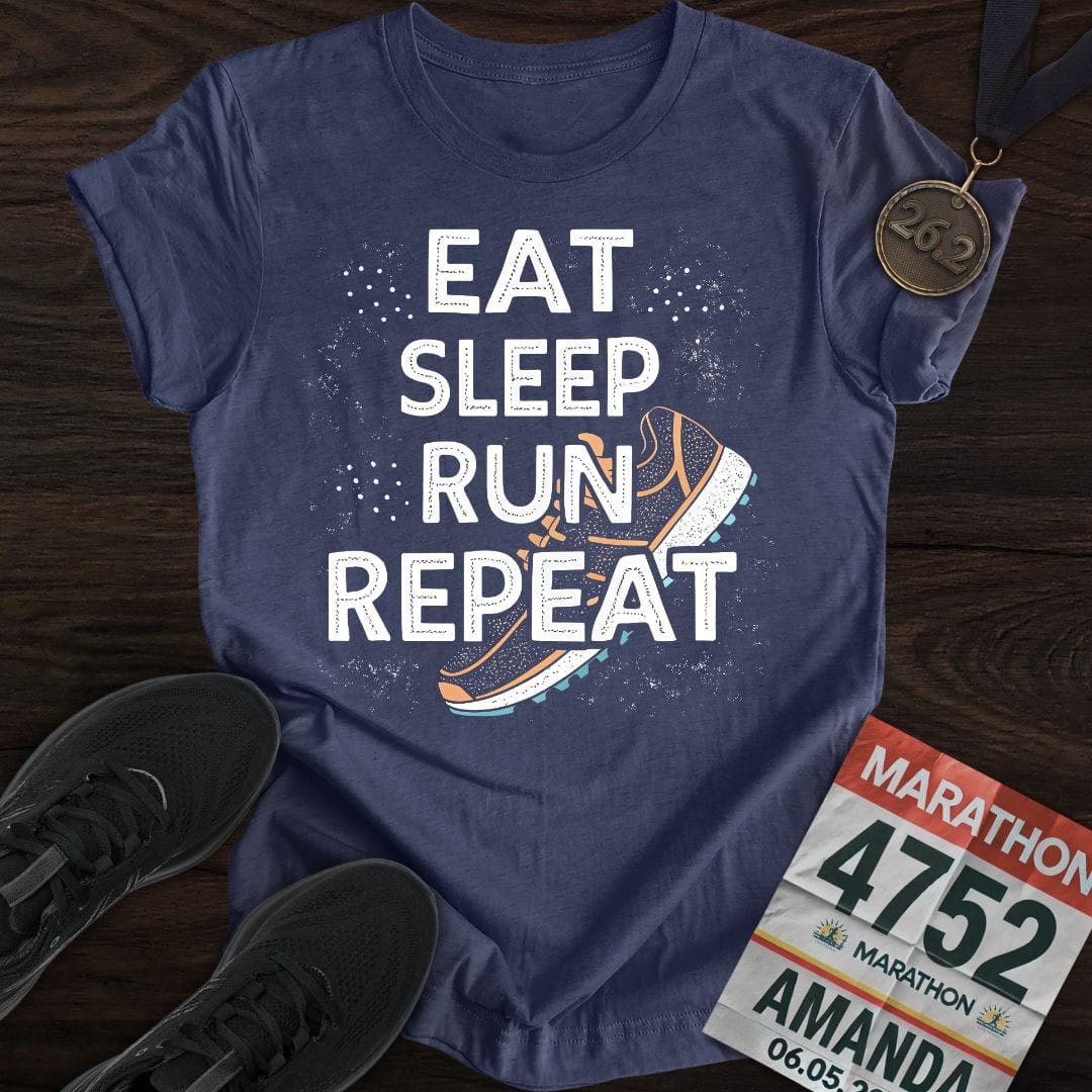 Printify T-Shirt Heather Navy / S Eat Sleep Run Repeat -3- T-shirt